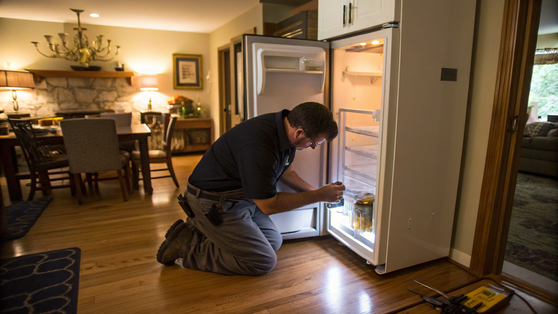 Certified technician performing precision diagnostic on a luxury kitchen appliance in Sandy Springs